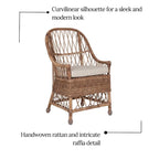 Bayside Curvilinear Rattan Cushioned Dining Chair by East at Main - 22x23x39