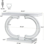 Console da Tavolo Argentata, Tavolino d'Ingresso con Specchio da 99 cm per Ingresso