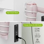 Moasis 46 Vanity With Built-in Socket With Illuminated Mirror and Hair Dryer Rack - 55.8  H X 46  W X 11.7  D