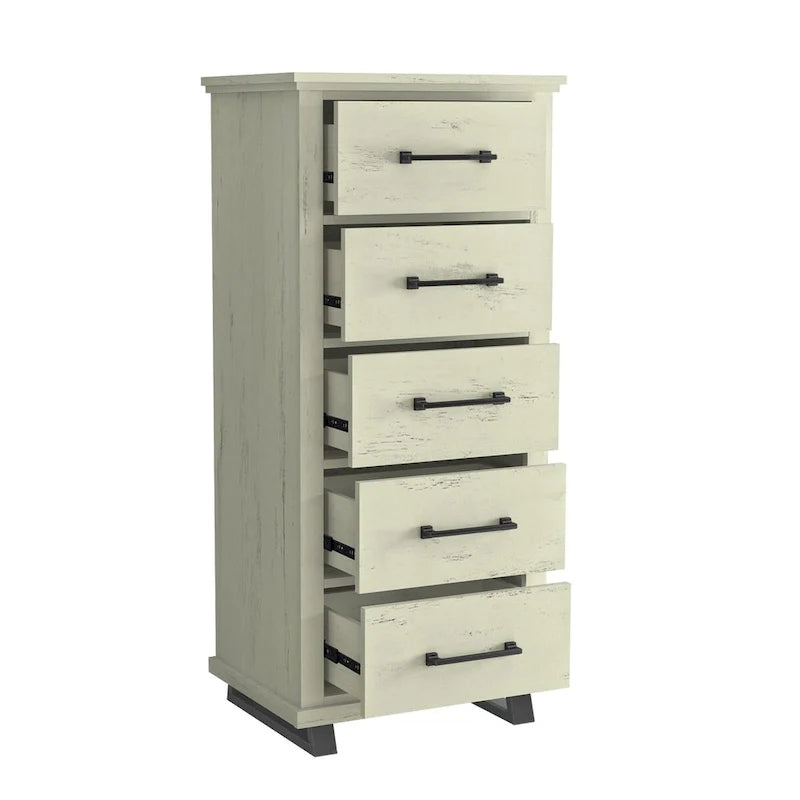 Set camera da letto 4 pezzi stile rustico - 2 comodini, 1 cassettone e 1 comò