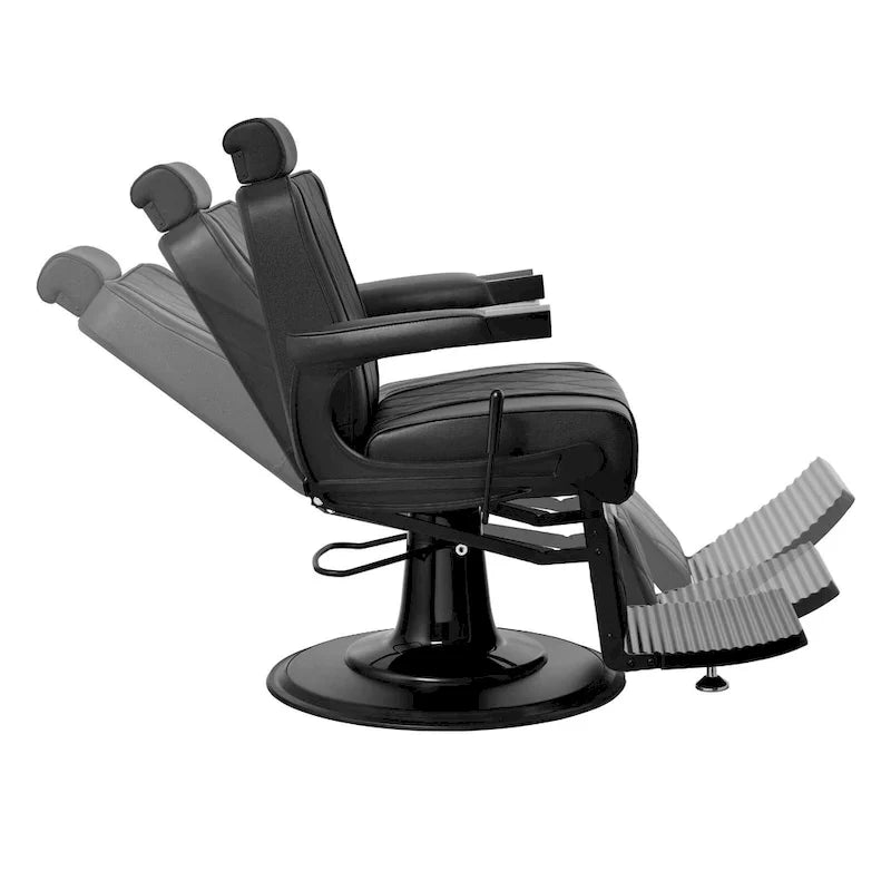 ROGERS Poltrona da Barbiere Reclinabile con Struttura Robusta, Nera
