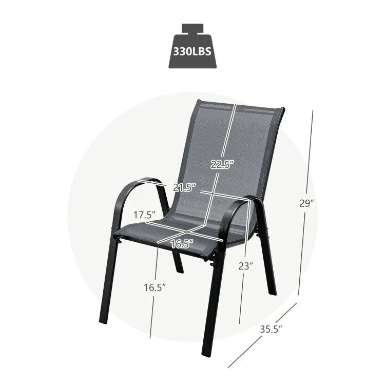 4 Pieces Stackable Patio Dining Chairs Set with Armrest - 29 x 21.5 x 35.5 (L x W x H)