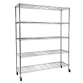 5-Tier Steel Wire Shelving with Wheels - (59.06 x 17.72 x 70.87)