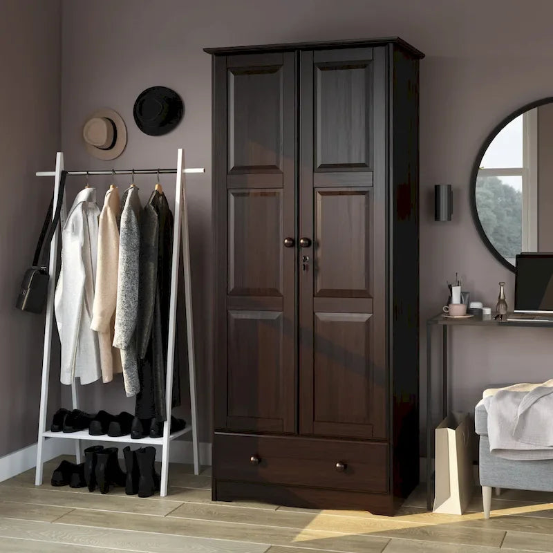 Armadio flessibile Palace Imports 100% in legno massello con maniglie in metallo o in legno