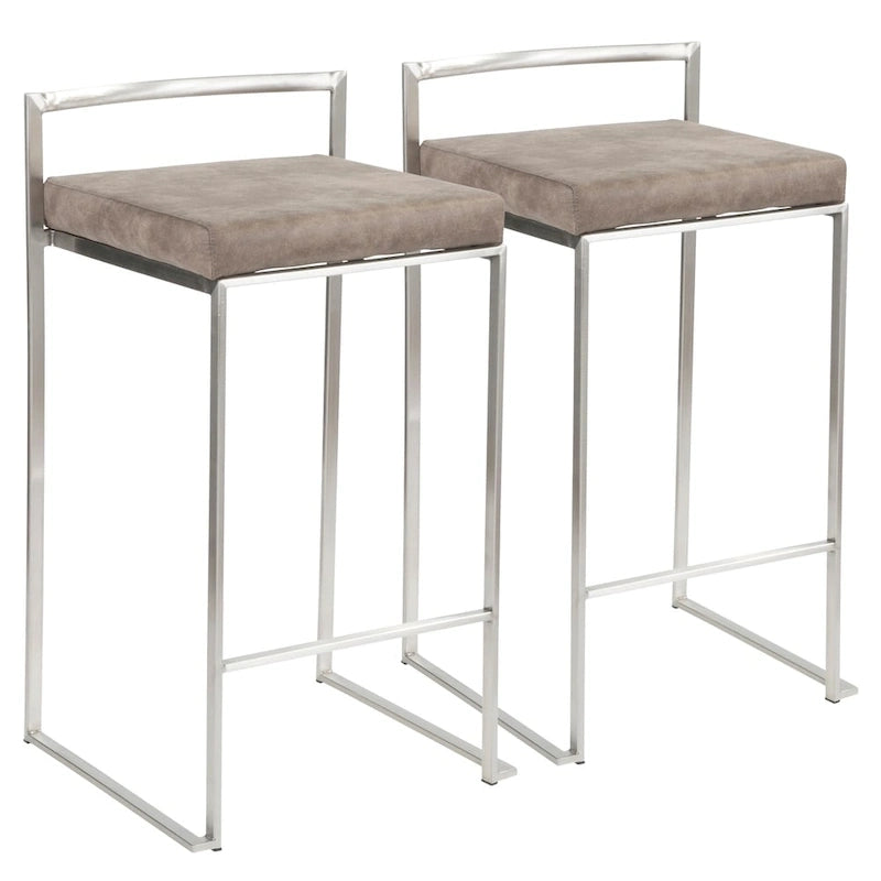 Sgabello da bancone impilabile in acciaio inossidabile completamente saldato Silver Orchid Forrest (set di 2)