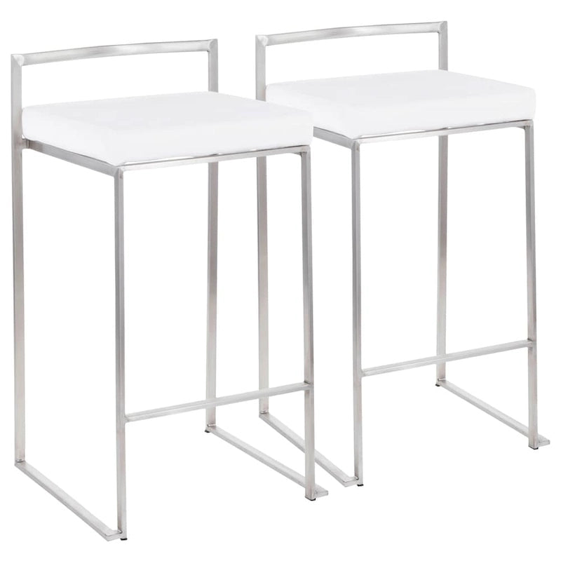 Sgabello da bancone impilabile in acciaio inossidabile completamente saldato Silver Orchid Forrest (set di 2)