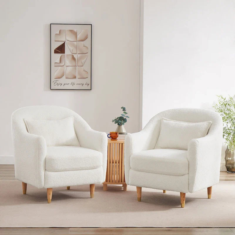 Set di 2 Poltrone Accent, in Velluto a Botte con Gambe in Legno Massello 28,34W