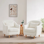 Set di 2 Poltrone Accent, in Velluto a Botte con Gambe in Legno Massello 28,34W