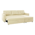 Divano componibile convertibile reversibile con letto estraibile, chaise longue con contenitore nascosto e gambe durevoli