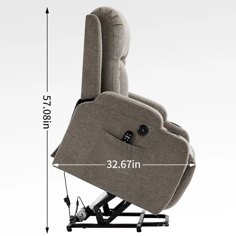 Poltrona reclinabile elettrica Lazy Boy Power Lift, moderna poltrona massaggiante a motore singolo con riscaldamento lombare, porta di ricarica USB, portabicchieri