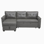 Divano componibile convertibile reversibile con letto estraibile, chaise longue con contenitore nascosto e gambe durevoli
