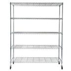 5-Tier Steel Wire Shelving with Wheels - (59.06 x 17.72 x 70.87)