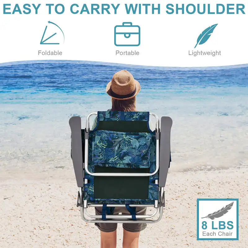 Costway 4-Pack Folding Backpack Beach Chair 5-Position Outdoor - See Details