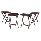 Set di 4 tavolini pieghevoli singoli in noce antico, ricchi, 65,40 cm