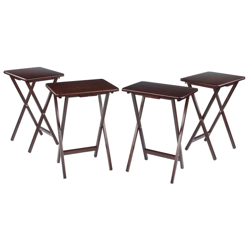 Set di 4 tavolini pieghevoli singoli in noce antico, ricchi, 65,40 cm