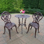 Set bistro da 3 pezzi Camellia in alluminio pressofuso con tavolo e 2 sedie - N/D