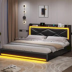Struttura letto con luci LED per testiera e stazione di ricarica USB-C/A, 4 cassetti
