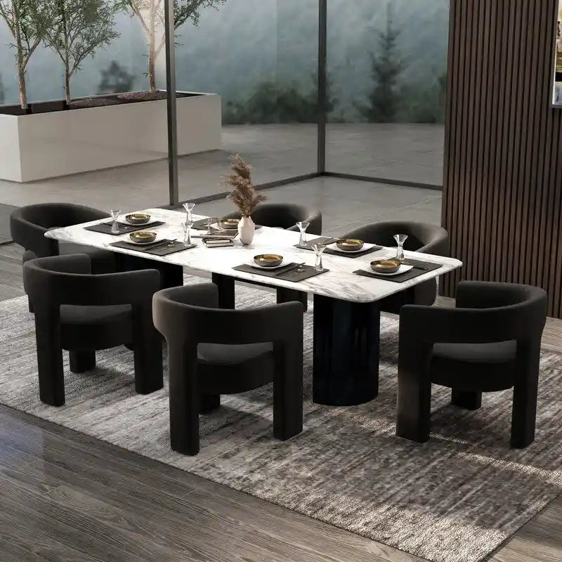 SEYNAR Sedia da Pranzo Moderna Glamour Rivestita in Velluto, Set di 6 Sedie Accent con Schienale Aperto