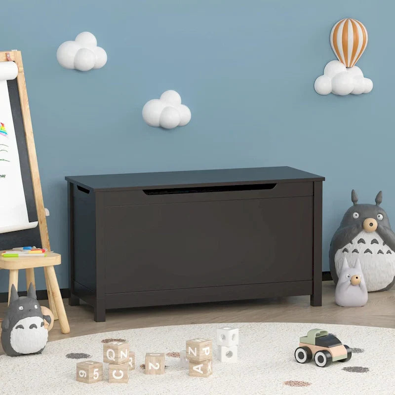 Contenitore portagiochi in legno per bambini con coperchio incernierato di sicurezza, per bambini dai 3 anni in su