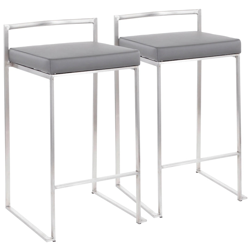 Sgabello da bancone impilabile in acciaio inossidabile completamente saldato Silver Orchid Forrest (set di 2)