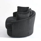 2 Set Oversized 43 W Plush Corduroy Swivel Barrel Chair with Pillows