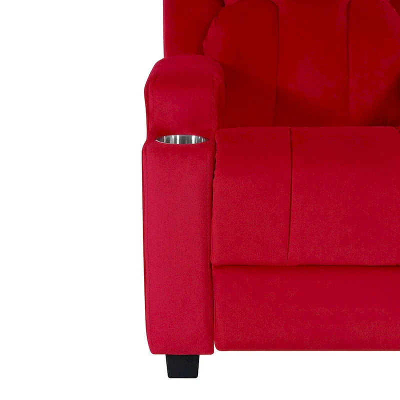 Deluxe Kids Recliner Chair with Footrest Headrest and 2 Cup Holders Microfiber Kids Recliner for Age 3+ Years