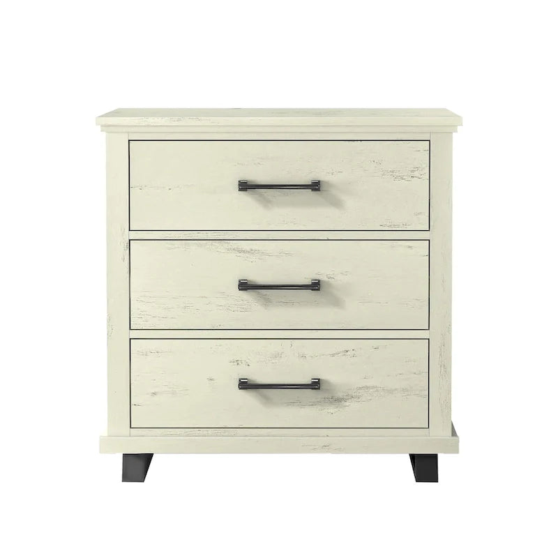 Set camera da letto 4 pezzi stile rustico - 2 comodini, 1 cassettone e 1 comò