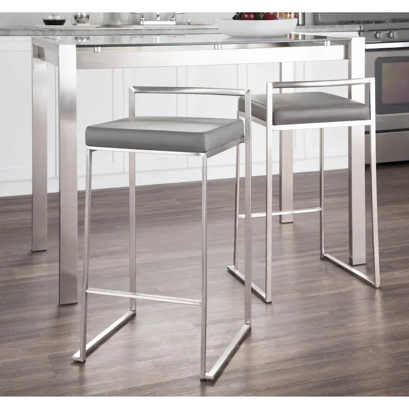 Silver Orchid Forrest Stainless Steel Stackable Fully Welded Counter Stool (Set of 2)