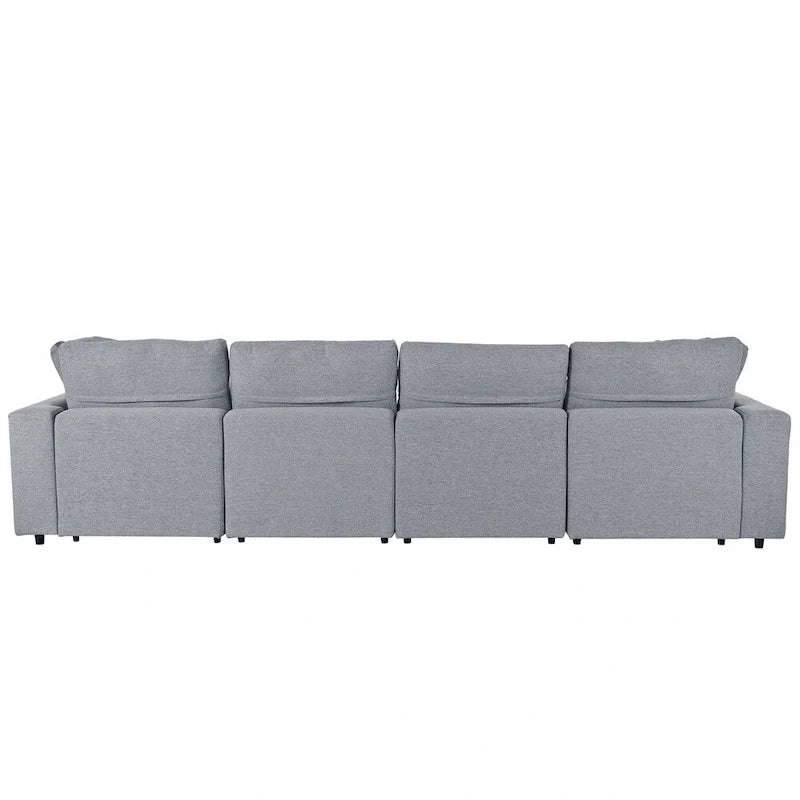 Divano componibile moderno a U, 2 grandi chaise longue con pouf rimovibili