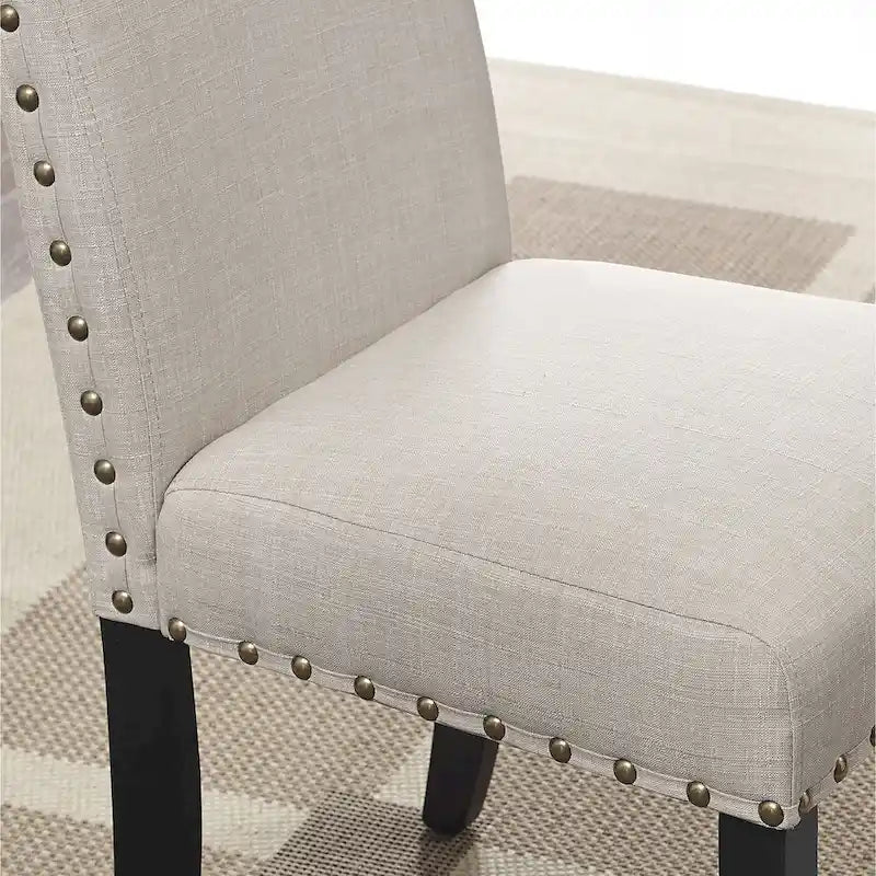 Modern Style 3-Piece Dining Set with Round Bar Table and 2 Nailhead Pub Chairs
