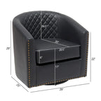 KINWELL 29 Wide Tufted PU Leather Swivel Barrel Chair