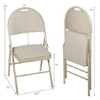 Sedie pieghevoli, confezione da 6, portatili, imbottite per ufficio, cucina, sala da pranzo - Beige - 18,5 x 20 x 35 (L x P x A)