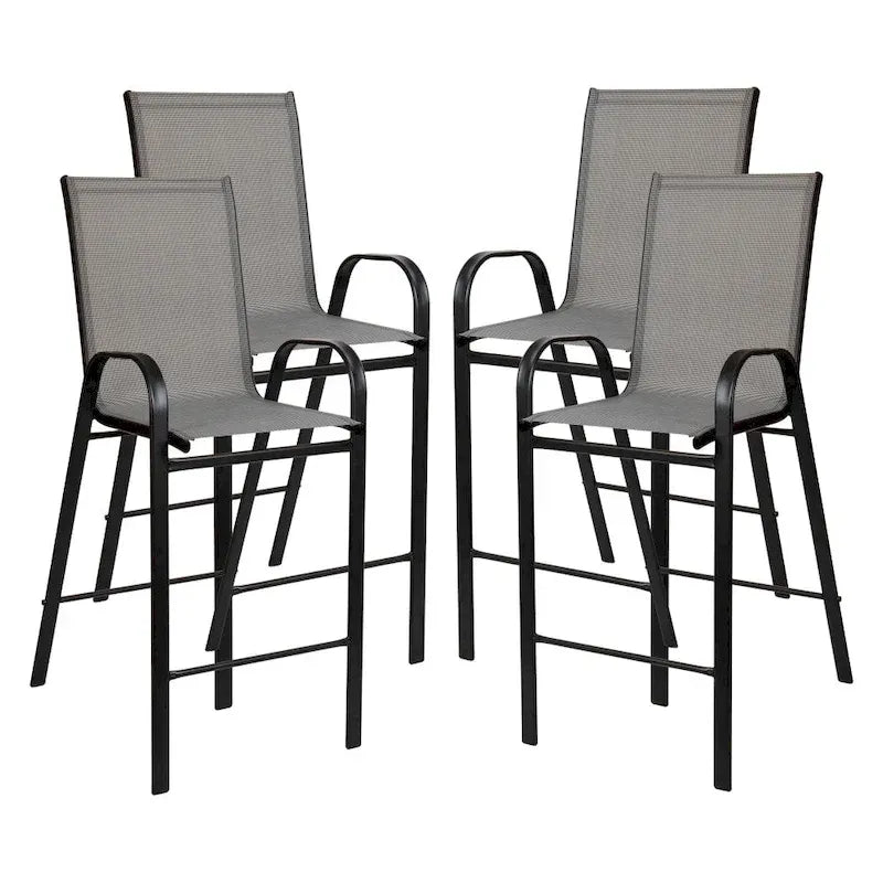 Set di 4 Sgabelli da Bar da Esterno in Materiale Flex Comfort - Sgabello da Giardino