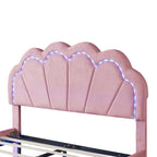 2-Pieces Bedroom Sets Full LED Platform Bed with Storage Ottoman