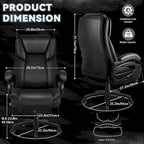 Sedia da Ufficio Direzionale Bossin Extra Large, 500 libbre, Ergonomica con Supporto Lombare Regolabile, Schienale Alto in Pelle PU, per Computer