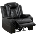 Modern 3-Piece Leather Recliner Sofa Set with LED, Wireless Charging