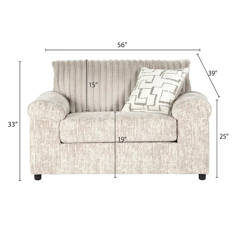 Roundhill Furniture Nason Wide Wale Corduroy Sofa, Loveseat, and Cuddle Chair Set