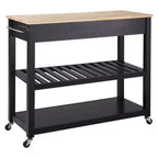 Carrello/isola da cucina con ripiano in legno naturale e portasgabello opzionale - Crosley
