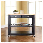 Carrello/isola da cucina con ripiano in legno naturale e portasgabello opzionale - Crosley