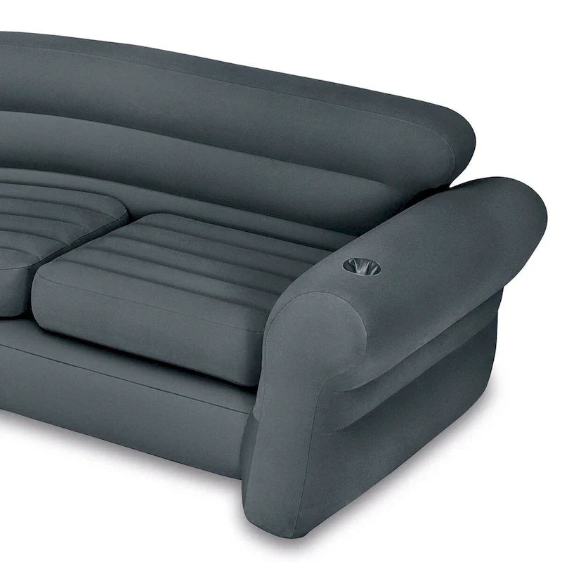 Divano angolare gonfiabile a L Intex con portabicchieri, grigio (confezione da 2) - 26