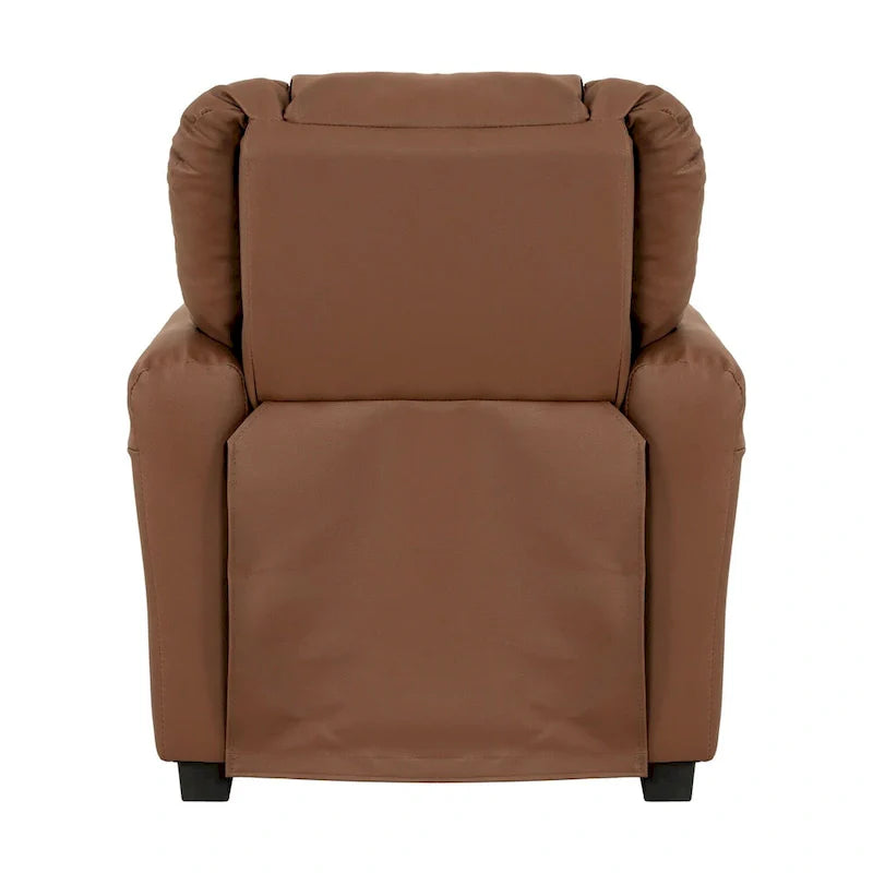 PVC Kids Recliner Chair with Push-Back Reclining Function, Cup Holder, and Comfortable Footres