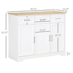Credenza da Cucina Bianca con 3 Cassetti e Ripiano Regolabile