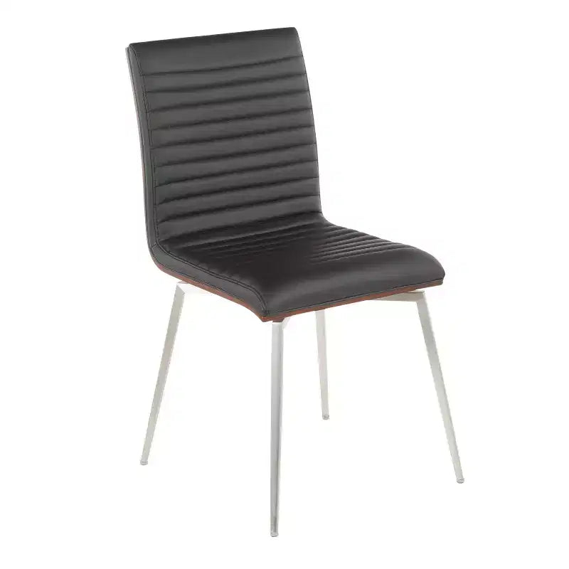 Set of 2 Mason Swivel Modern Walnut Wood Back Dining Chairs - Lumisource