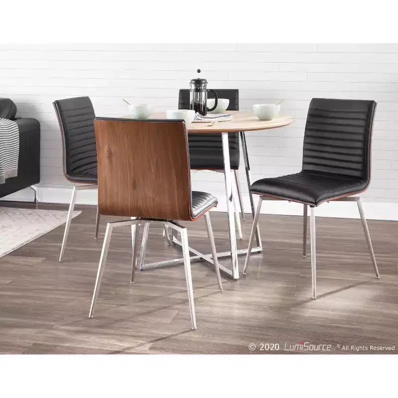 Set of 2 Mason Swivel Modern Walnut Wood Back Dining Chairs - Lumisource