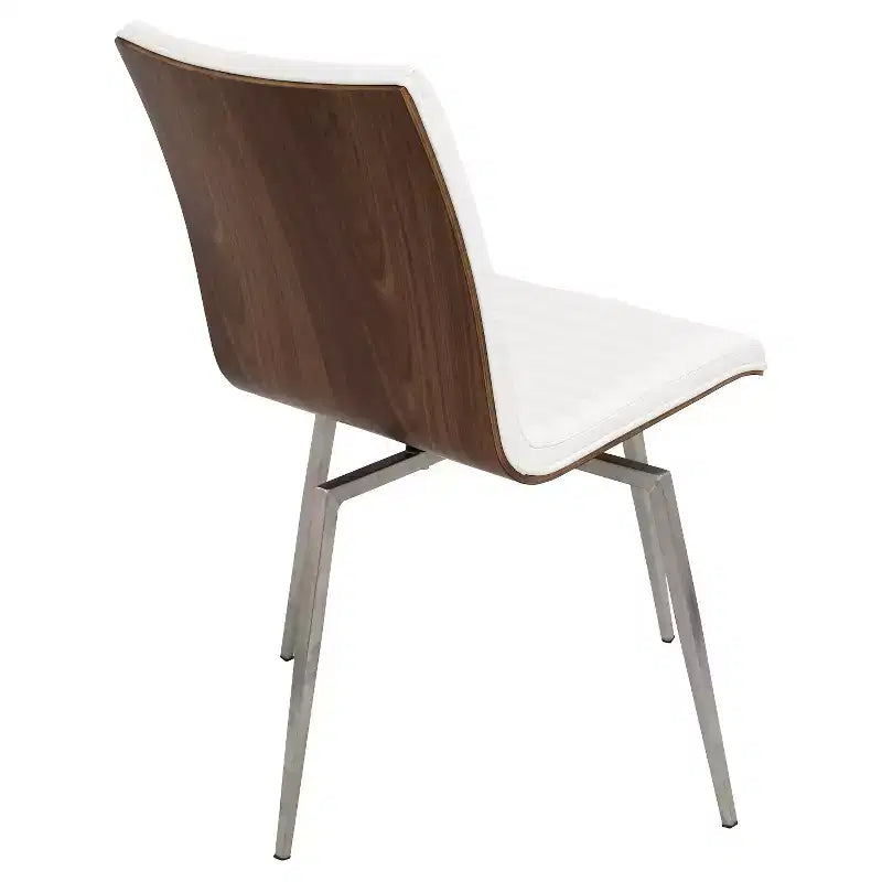 Set of 2 Mason Swivel Modern Walnut Wood Back Dining Chairs - Lumisource