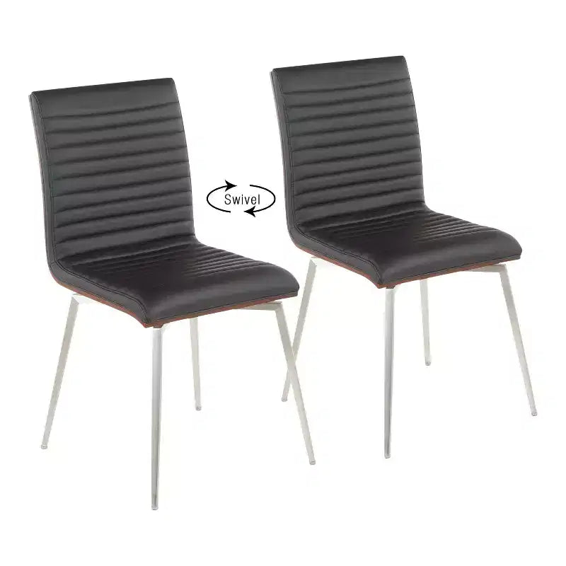 Set of 2 Mason Swivel Modern Walnut Wood Back Dining Chairs - Lumisource