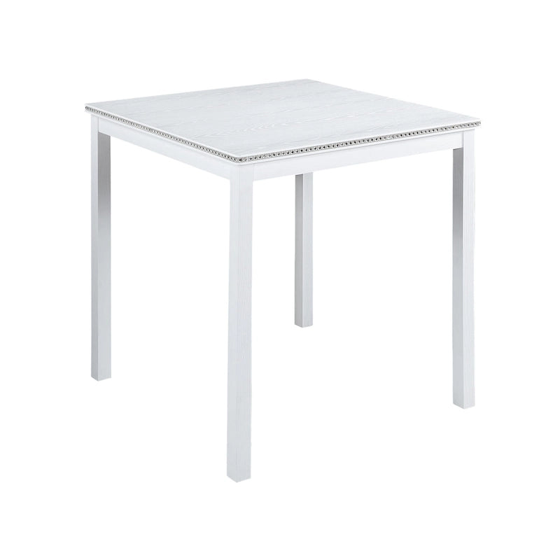 Set da pranzo moderno di 5 pezzi con tavolo quadrato ad altezza bancone e 4 sedie imbottite