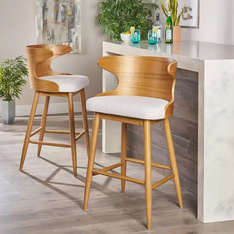 Set of 2 Kamryn Mid Century Modern Barstool - Christopher Knight Home