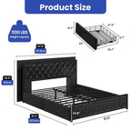 Moasis Letto Matrimoniale Queen Size con Struttura in PU e LED, Imbottito, con Piattaforma