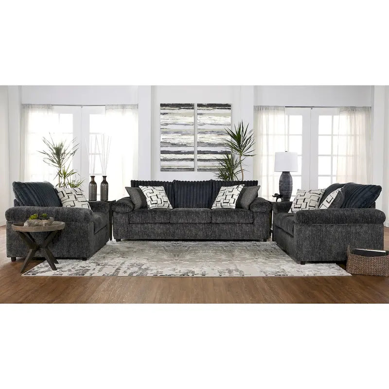 Roundhill Furniture Nason Wide Wale Corduroy Sofa, Loveseat, and Cuddle Chair Set